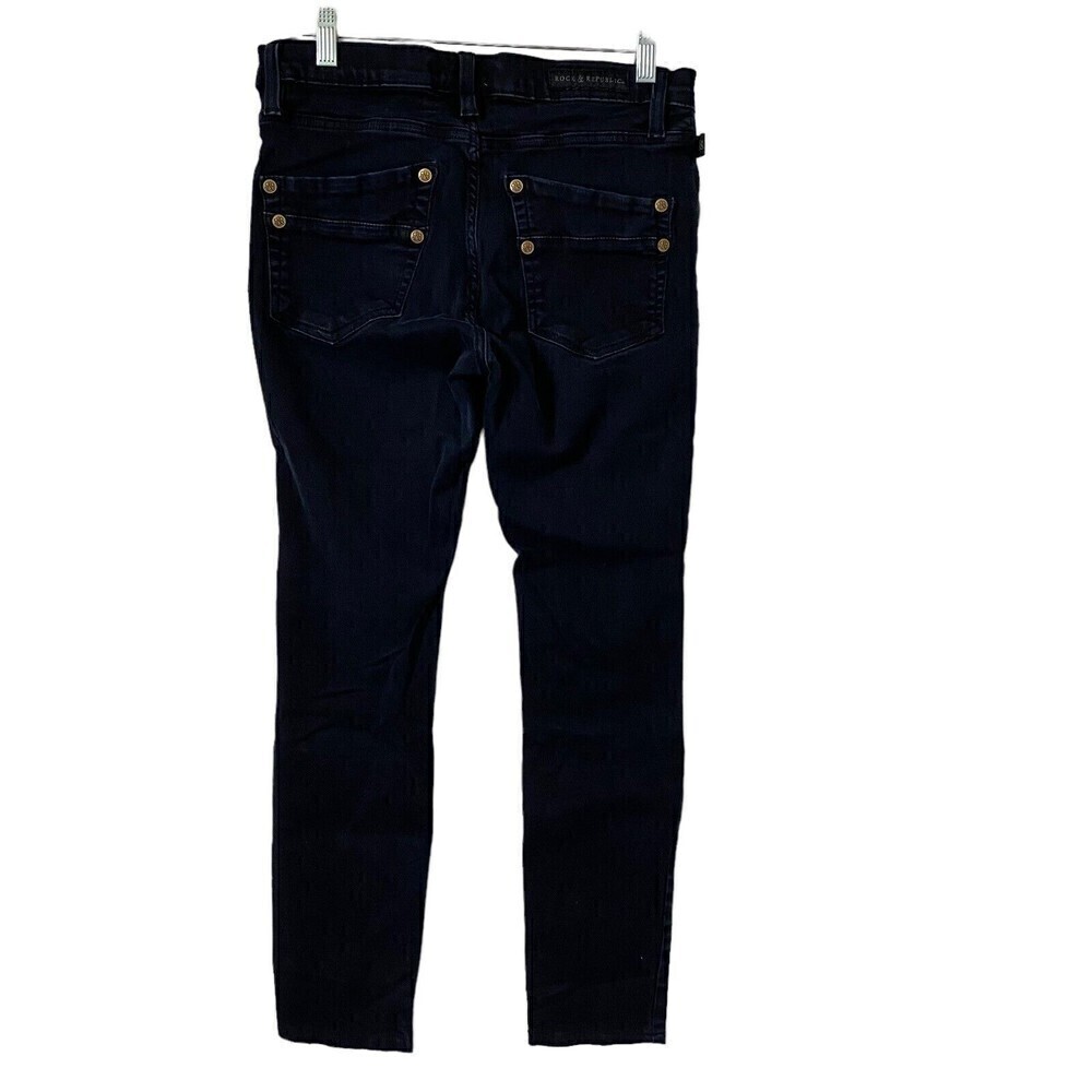 Rock & Republic Jeans Women’s Size 10 Kashmere Black Denim Skinny Stretch - Picture 3 of 7